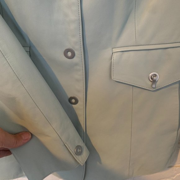 W by Worth Light Gray Leather Jacket - Picture 4 of 7